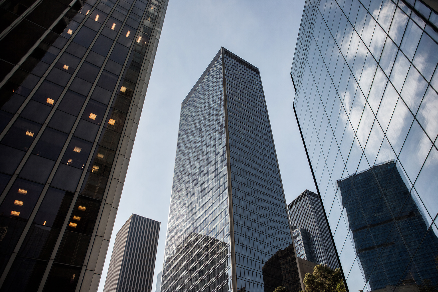 Photographie d'un quartier financier et d'une salle de marche illustrant le sujet sur Extendicare Inc.