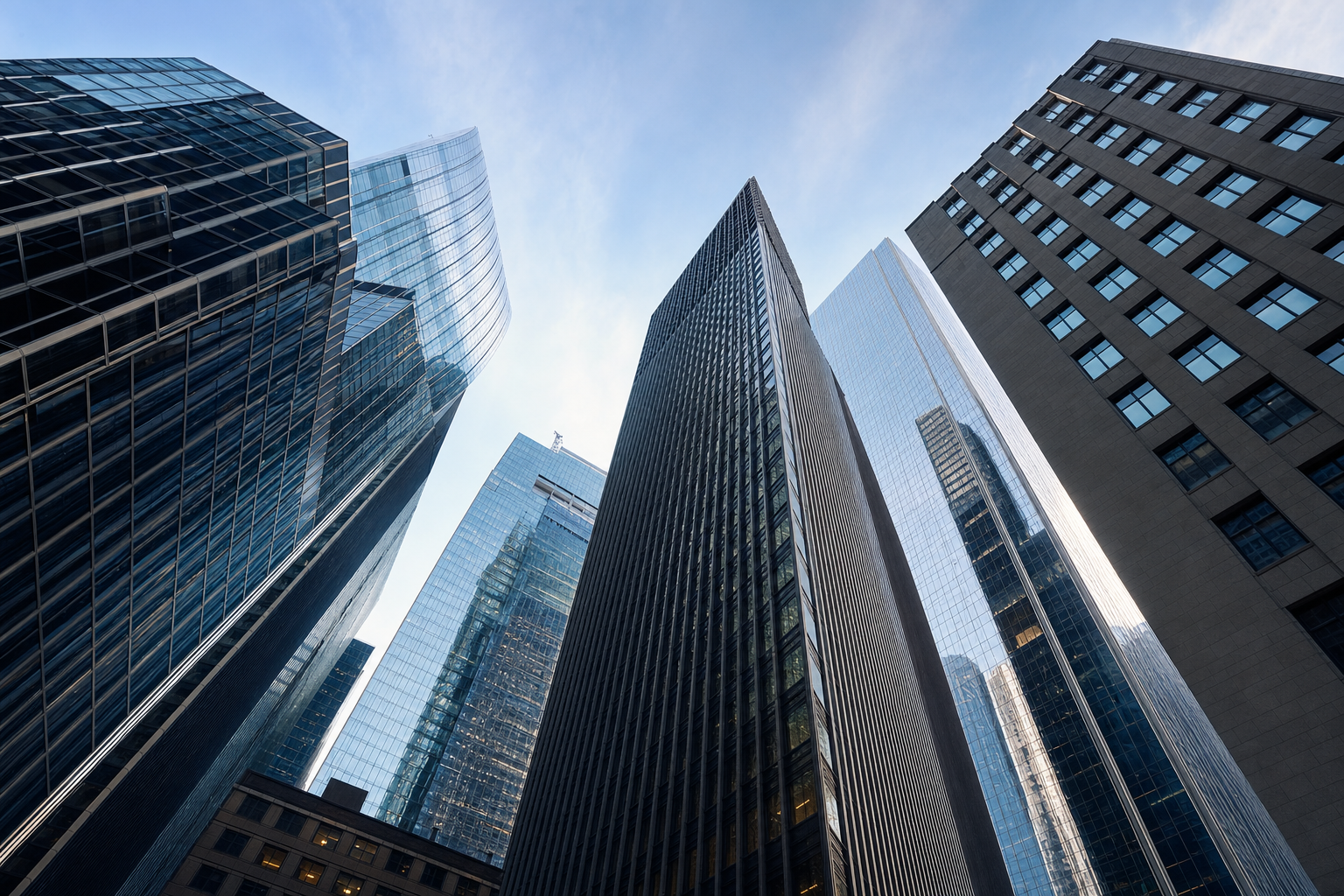 Photographie d'un quartier financier et d'une salle de marche illustrant le sujet sur Extendicare Inc.
