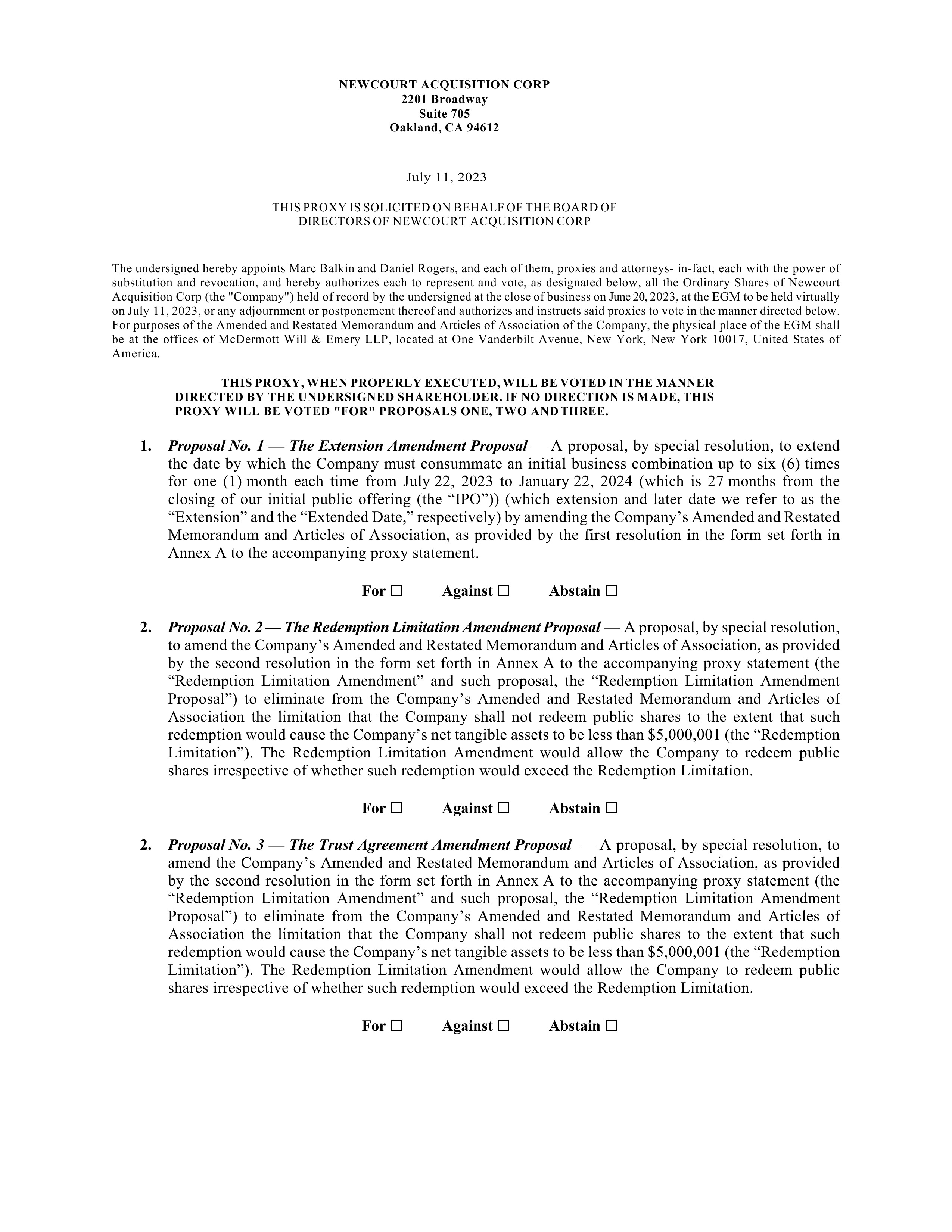 Newcourt Acquisition Corp